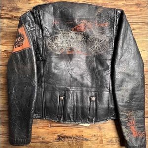 Vintage Los Angeles Norton Motorcycles The Great China Wall Leather Jacket